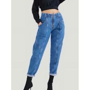 Etica Zoya Utility Jeans 28 High Rise‎ Tapered Blue Denim Retro